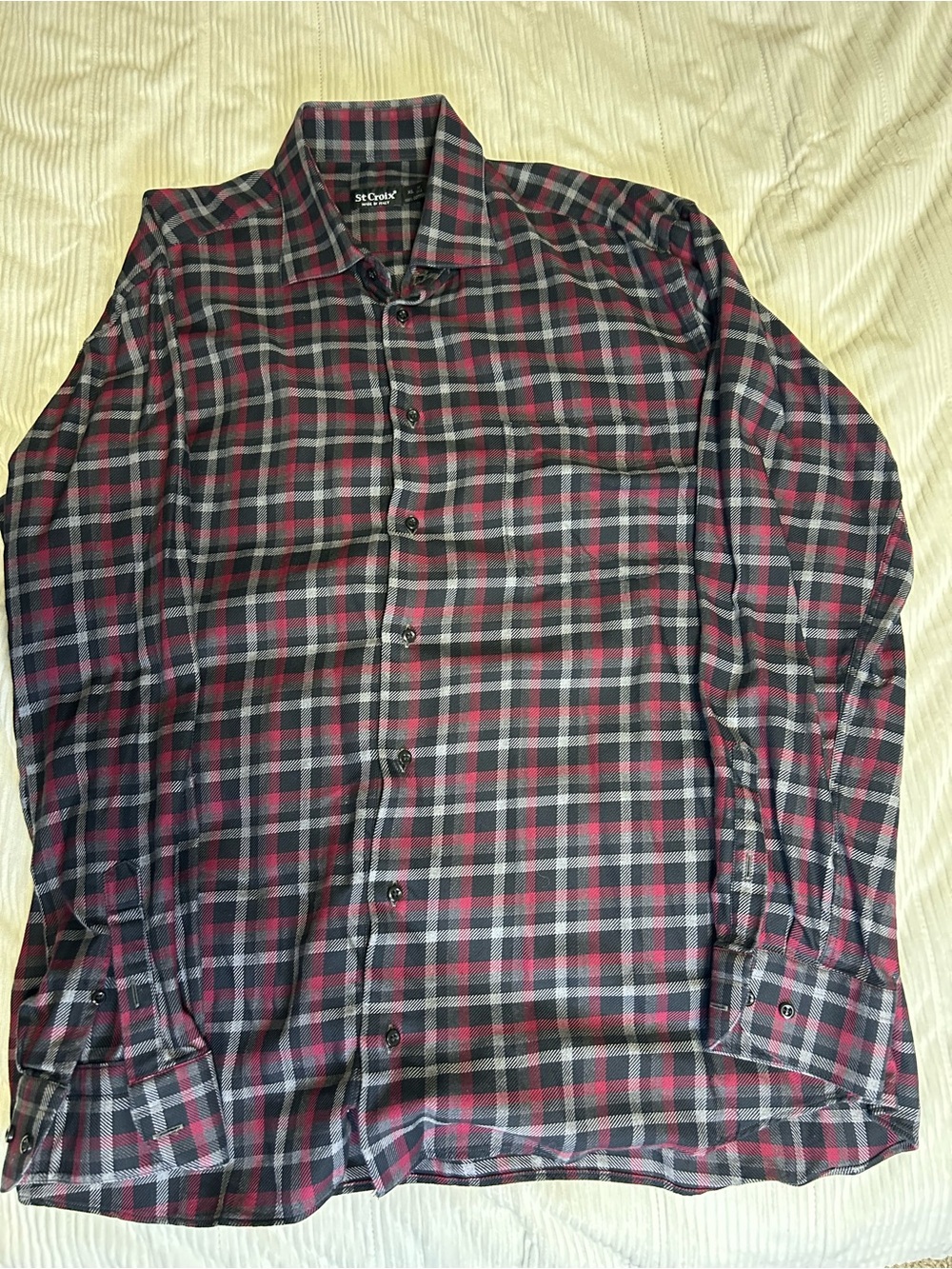 St Croix Flannel Shirt Mens XL Plaid Fishing Button Down